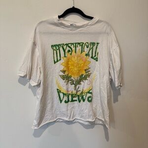 Zara Cream Casual Graphic Tee Shirt Womens Size Large Everyday Errands Travel